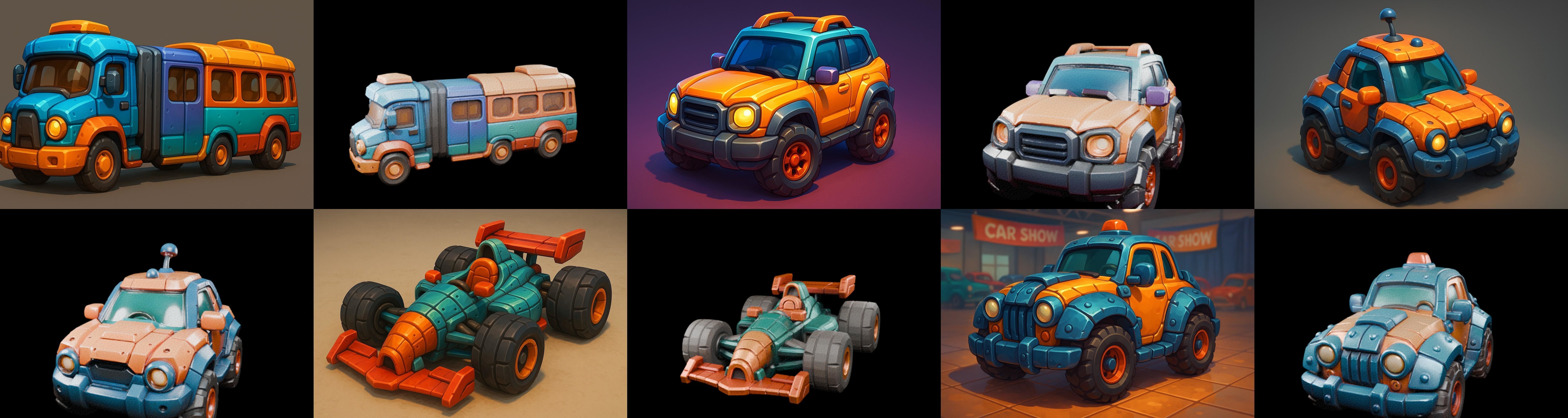 Stylized Car Advanced model bundle 11 pack 100 glb 3D model_13