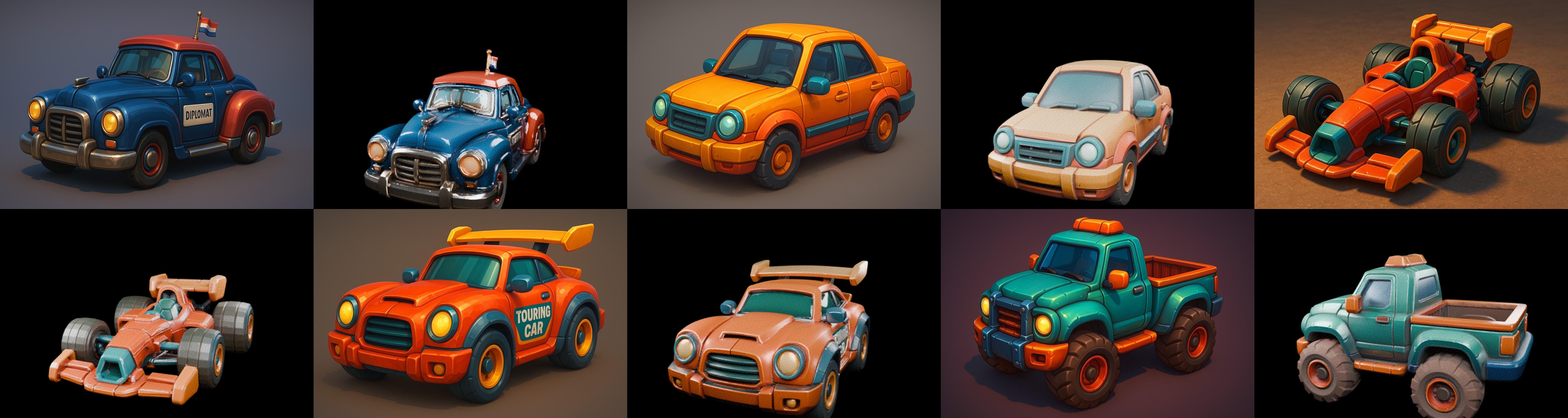 Stylized Car Advanced model bundle 11 pack 100 glb 3D model_1