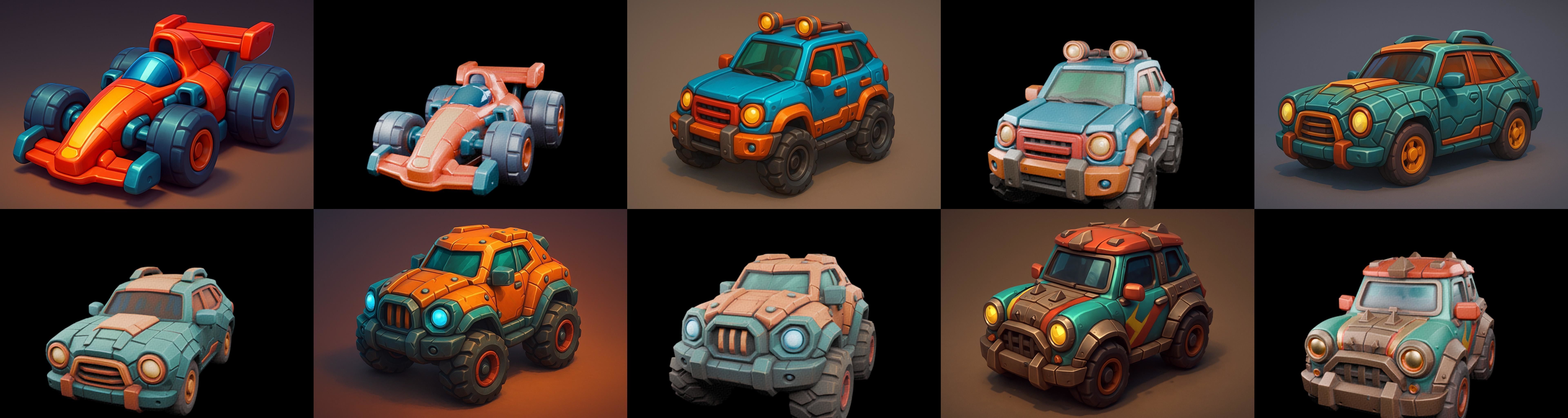 Stylized Car Advanced model bundle 11 pack 100 glb 3D model_4