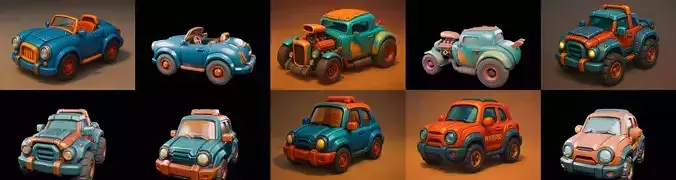 Stylized Car Advanced model bundle 10 pack 100 glb