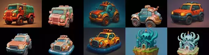 Stylized Car Advanced model bundle 1 pack 100 glb