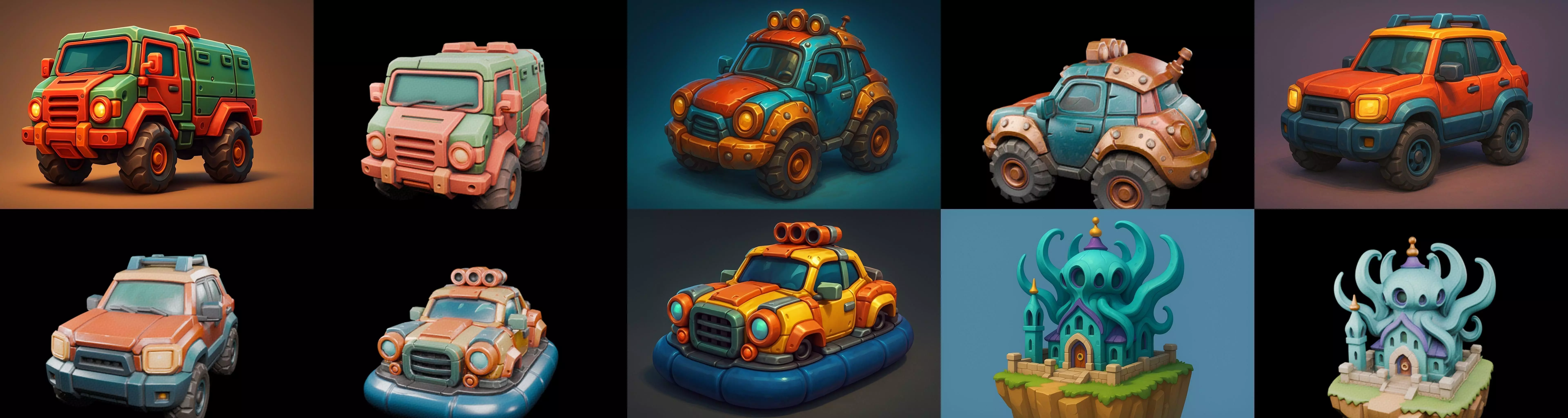 Stylized Car Advanced model bundle 1 pack 100 glb 3D model