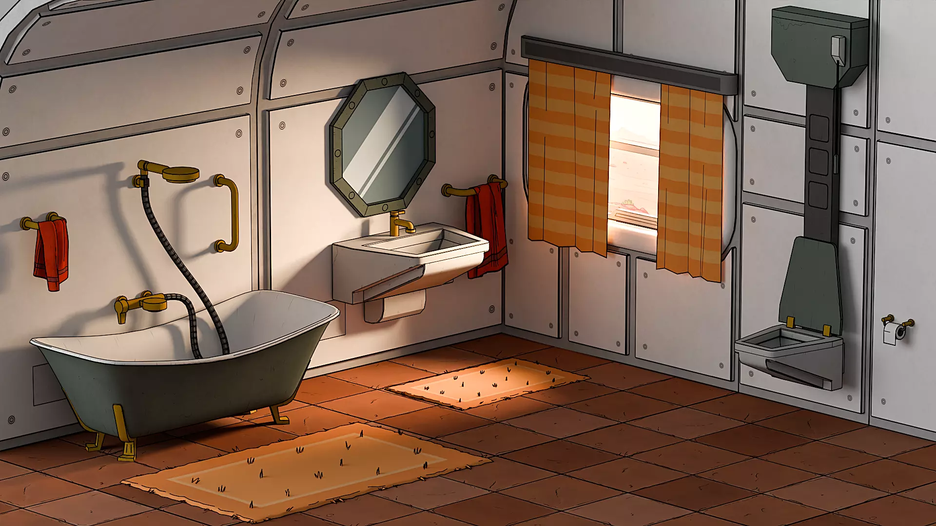 Bathroom Space Base - Cartoon Style Low-poly 3D model