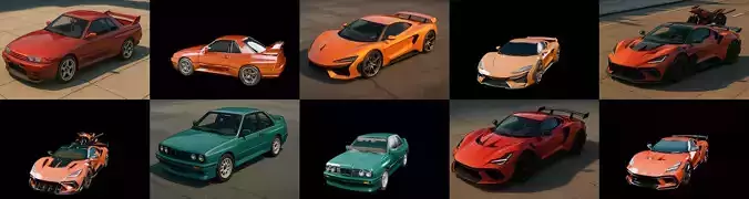 Sport Car bundle 9 pack 100 glb