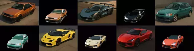 Sport Car bundle 19 pack 100 glb