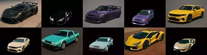 Sport Car bundle 14 pack 100 glb