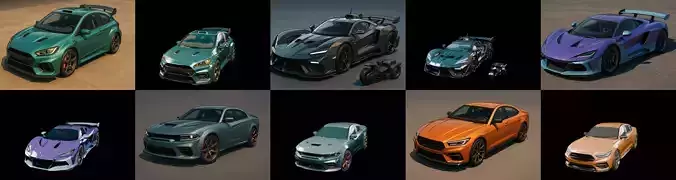 Sport Car bundle 10 pack 100 glb