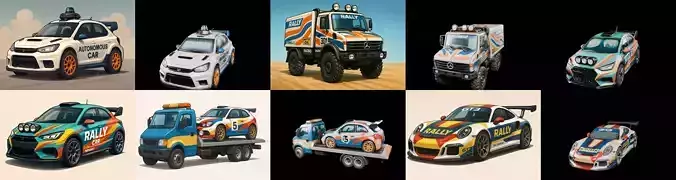 rally cars bundle 8 pack 100 glb