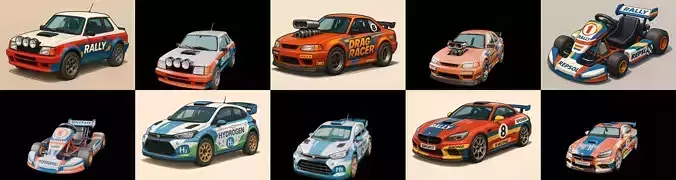 rally cars bundle 7 pack 100 glb