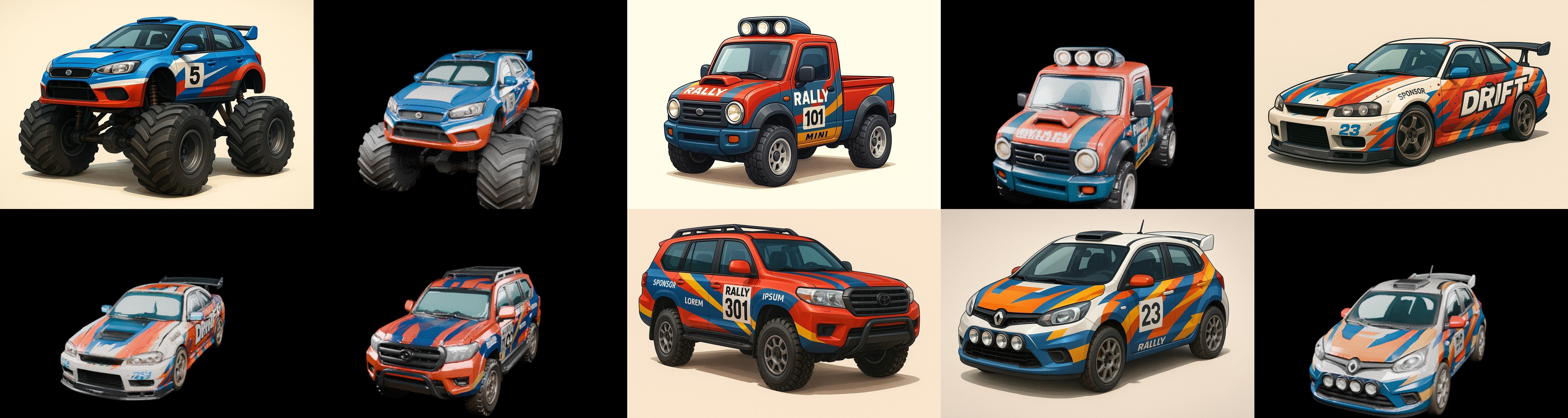 rally cars bundle 7 pack 100 glb 3D model_1