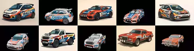 rally cars bundle 6 pack 100 glb
