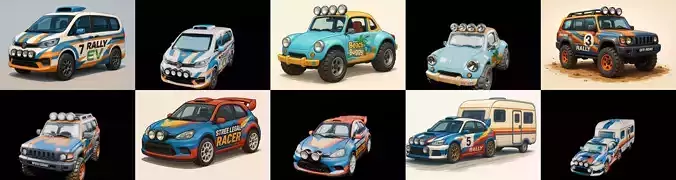 rally cars bundle 5 pack 100 glb