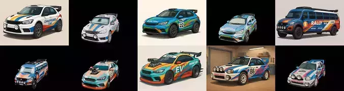 rally cars bundle 3 pack 100 glb