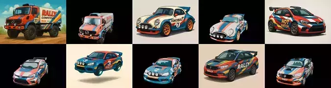 rally cars bundle 22 pack 5 glb