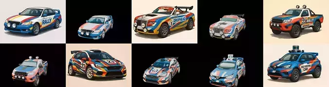 rally cars bundle 21 pack 100 glb
