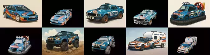 rally cars bundle 20 pack 100 glb