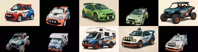 rally cars bundle 19 pack 100 glb