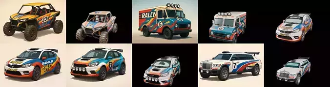 rally cars bundle 18 pack 100 glb