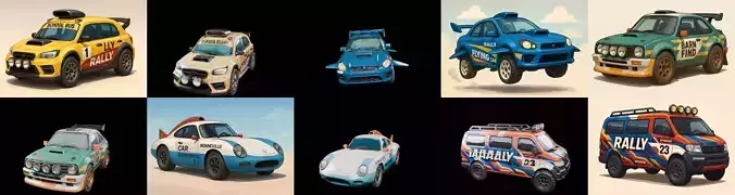 rally cars bundle 17 pack 100 glb