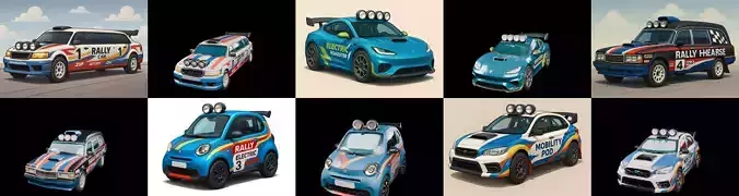 rally cars bundle 16 pack 100 glb