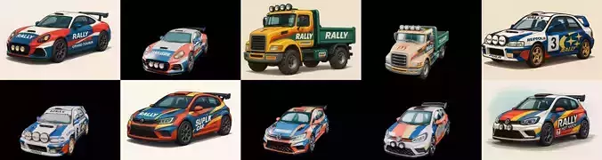 rally cars bundle 14 pack 100 glb