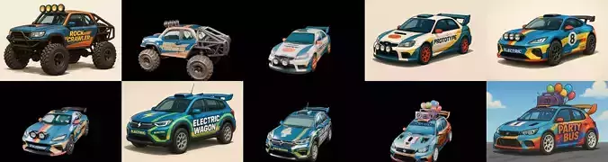 rally cars bundle 13 pack 100 glb