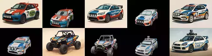 rally cars bundle 11 pack 100 glb