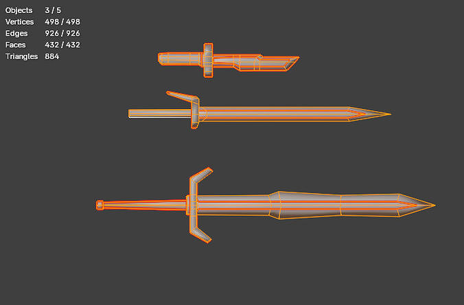 Espadas e faca 3D model