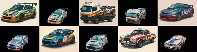 rally cars bundle 1 pack 100 glb