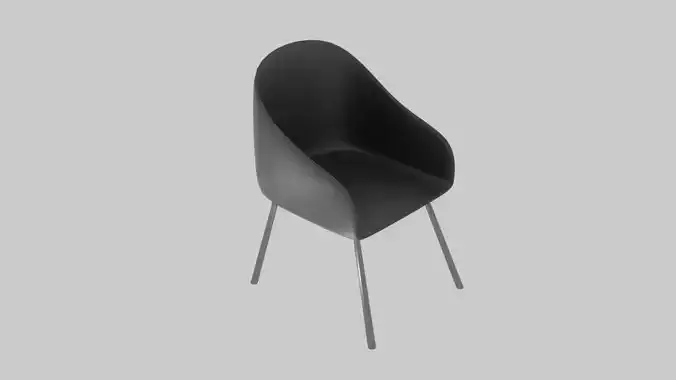 Modern Black Plastic Chair with Metal Legs 