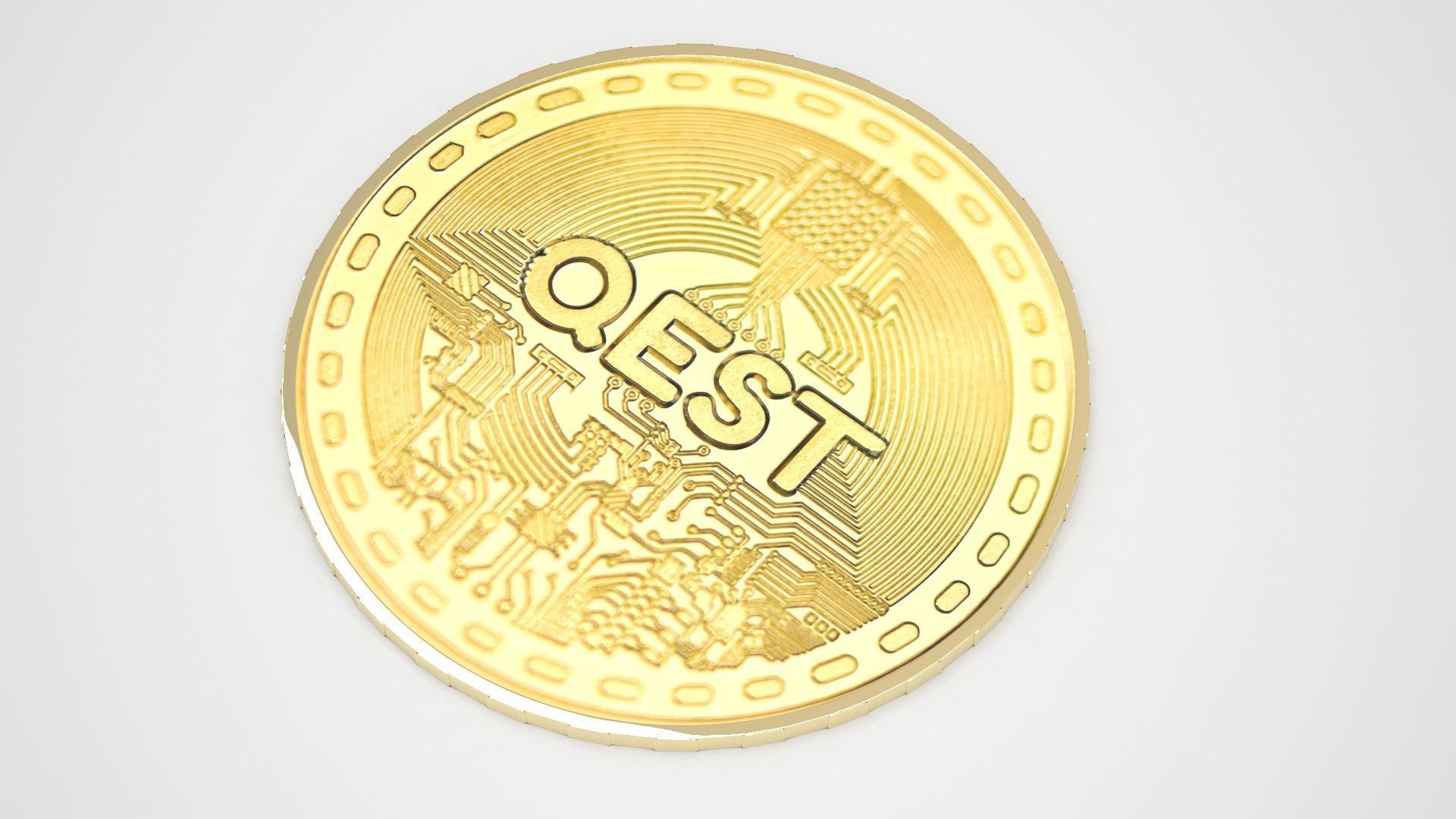 Qest Coin 3D model_2