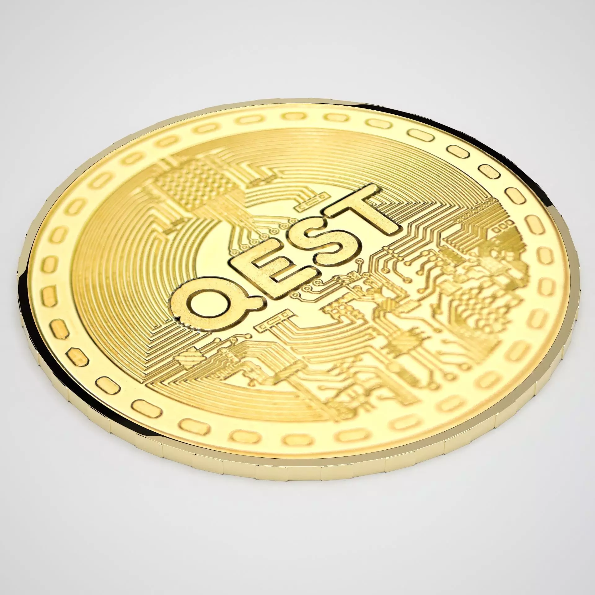 Qest Coin 3D model_0
