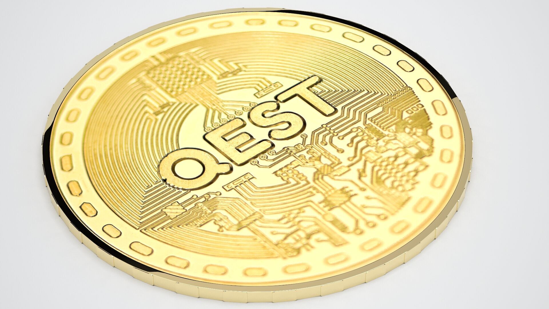 Qest Coin 3D model_1