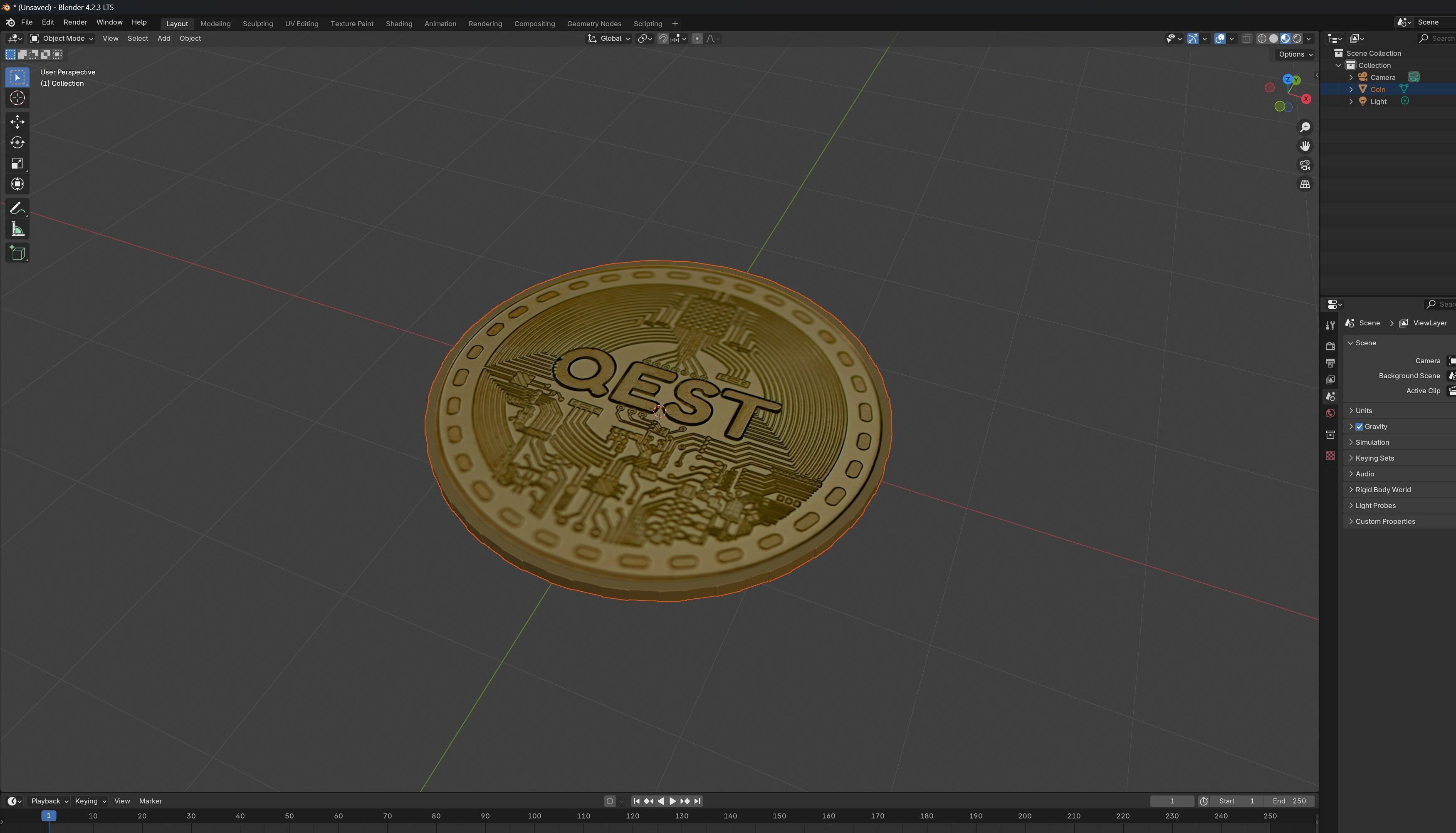 Qest Coin 3D model_7