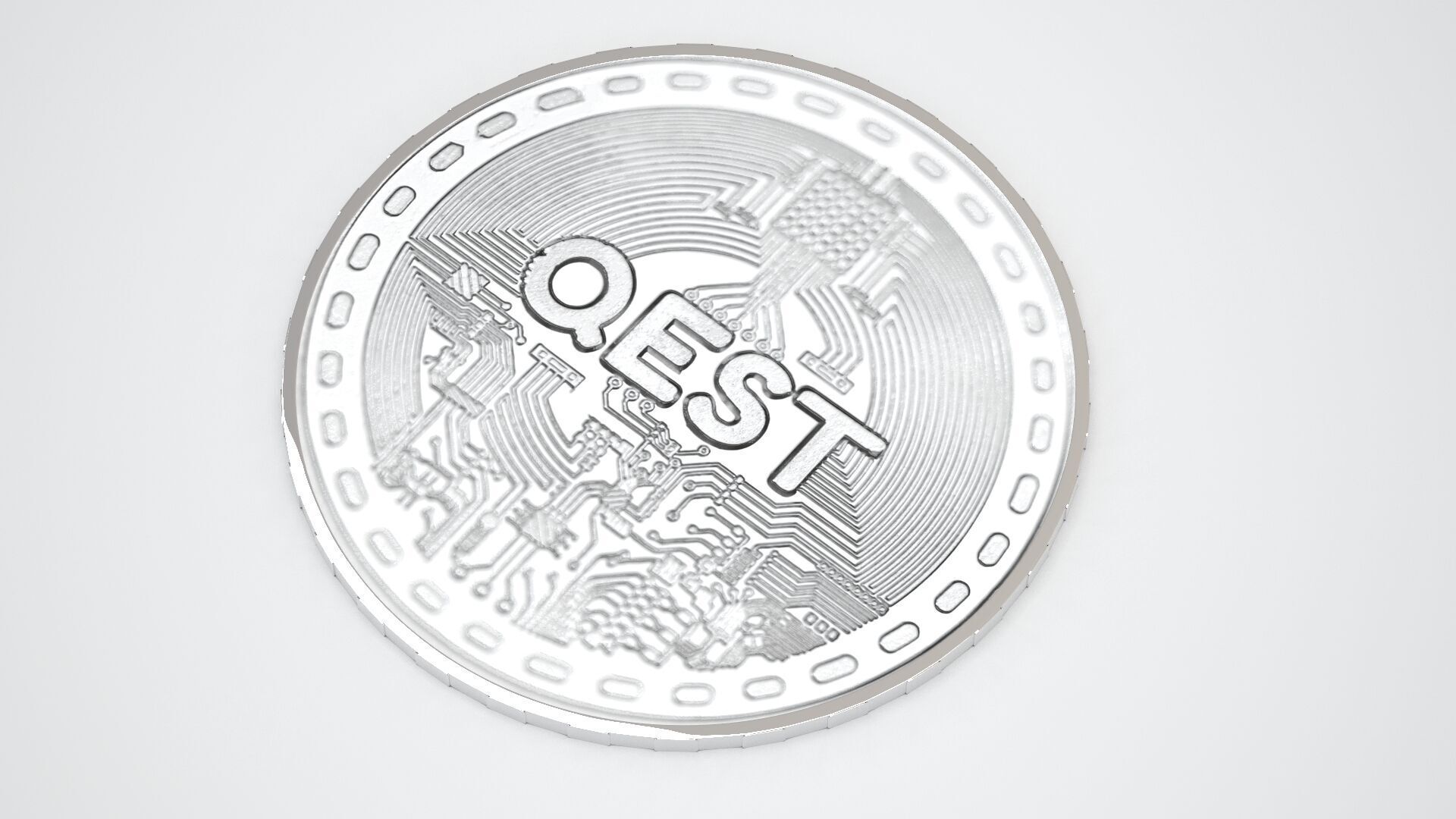 Silver Qest Coin 3D model_3