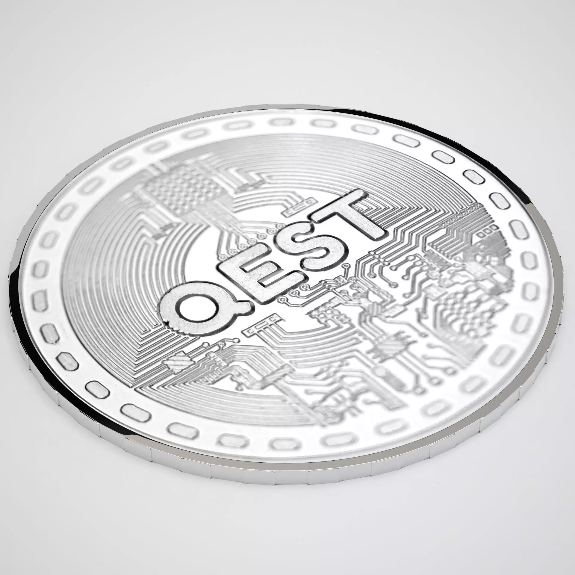 Silver Qest Coin 3D model_0