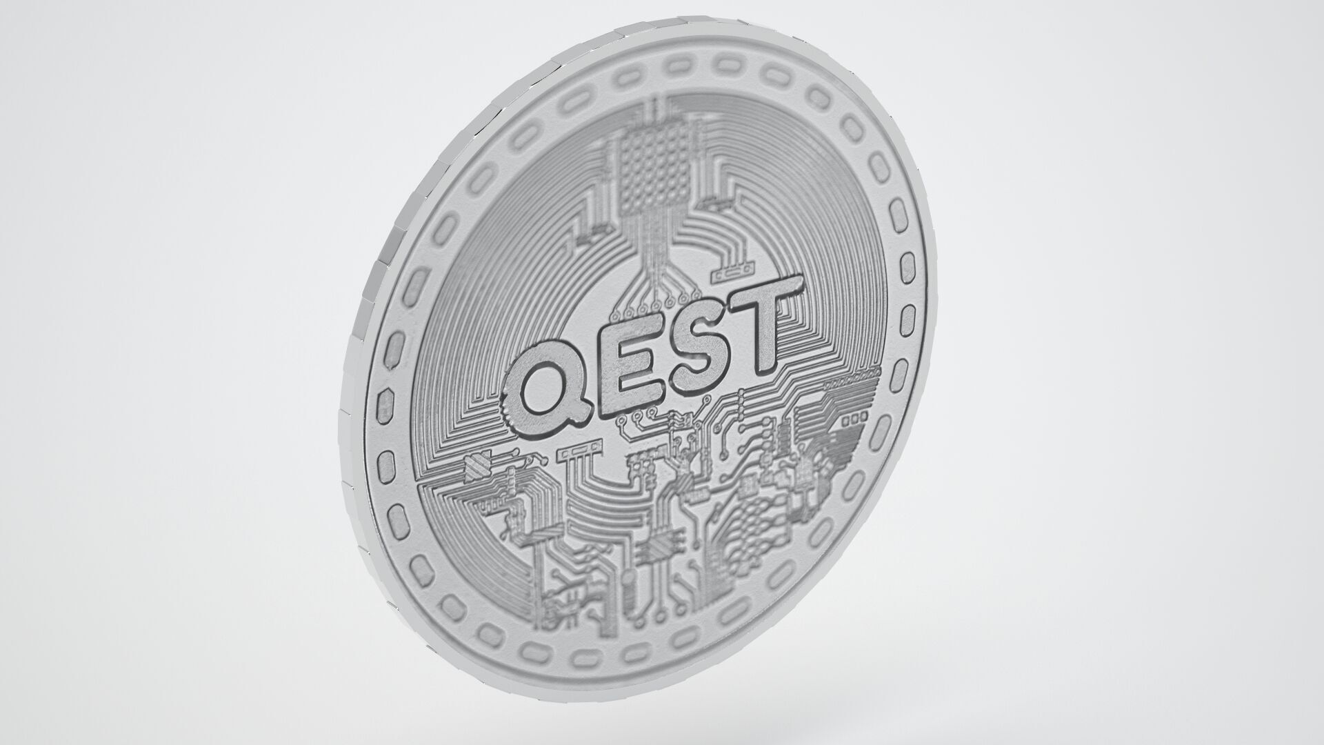 Silver Qest Coin 3D model_1