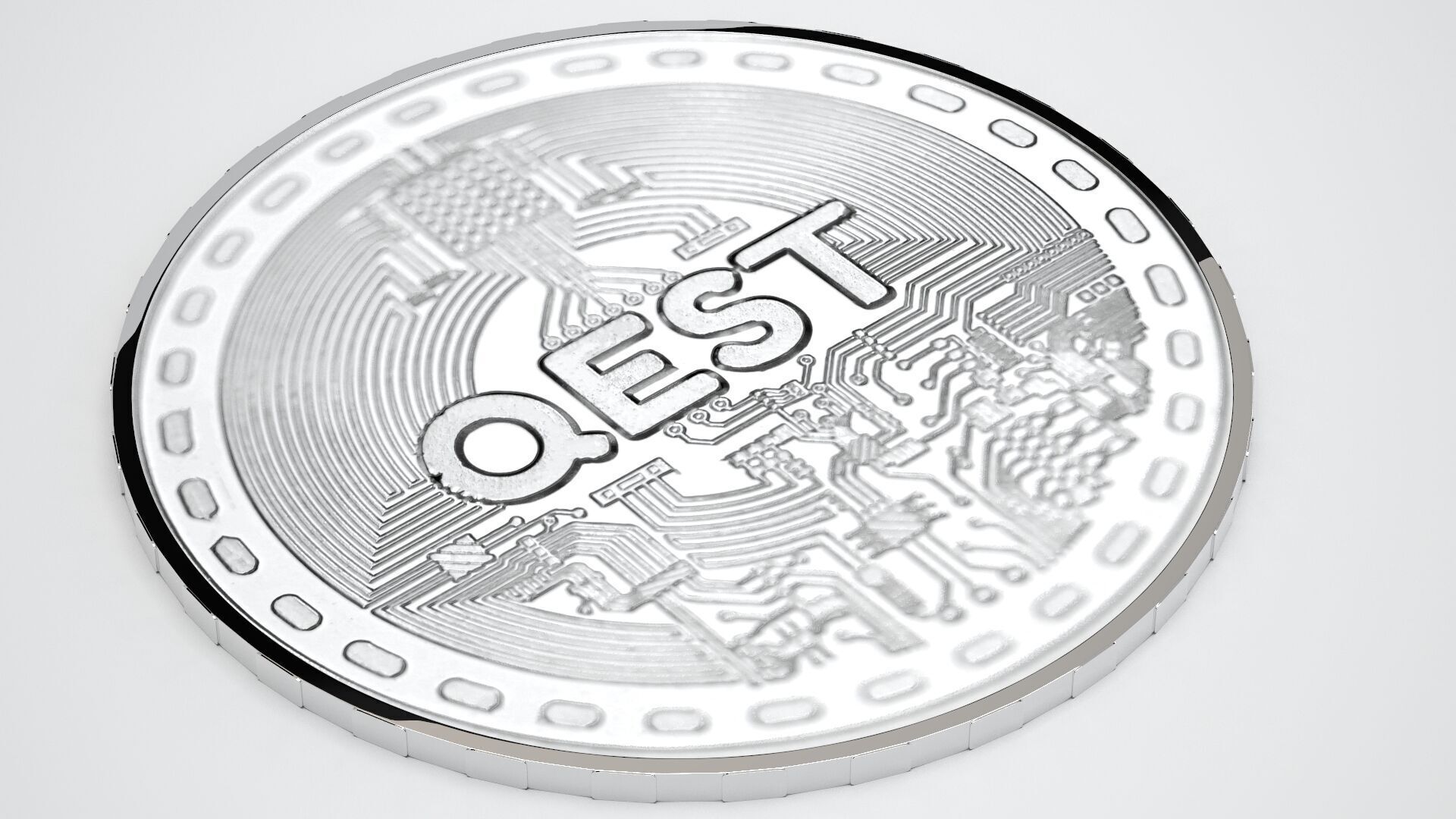 Silver Qest Coin 3D model_2