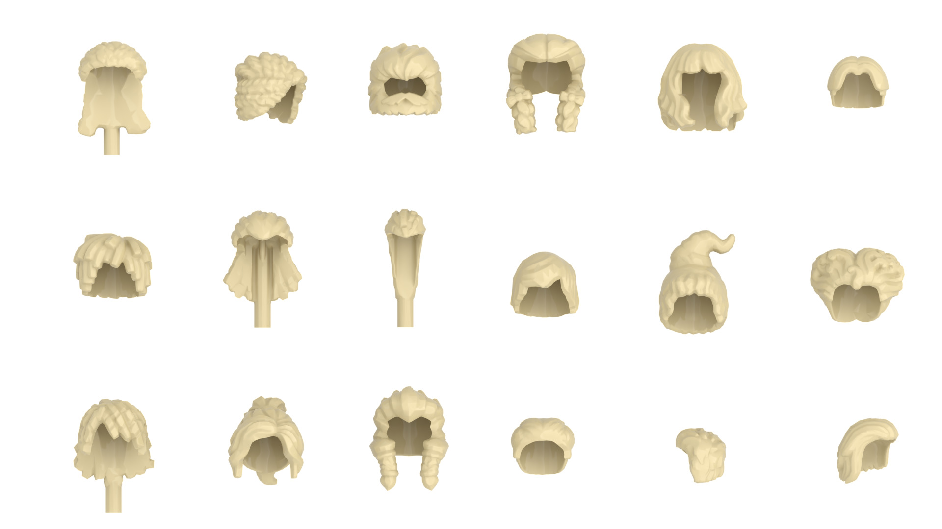 TwinD Lego - Minifigure Hair pack 11 3D print model_1