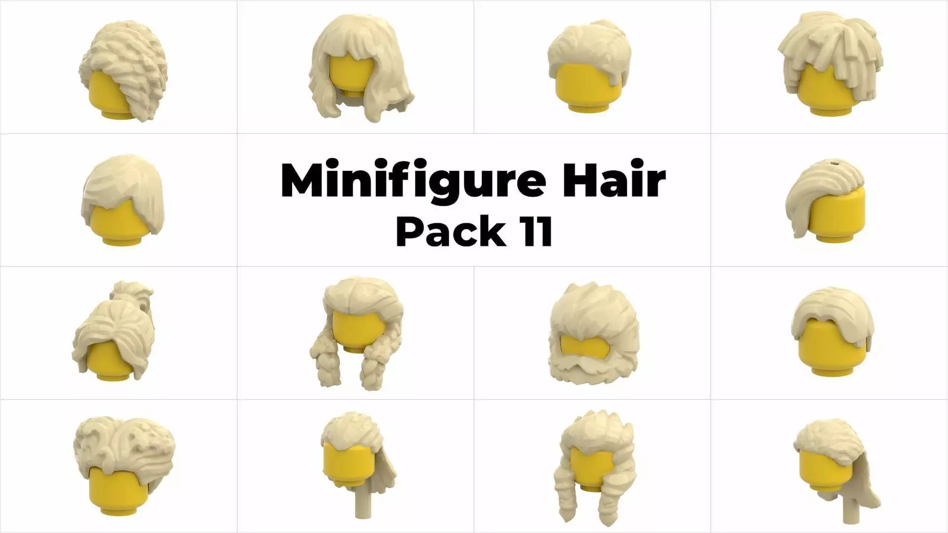 TwinD Lego - Minifigure Hair pack 11 3D print model_0