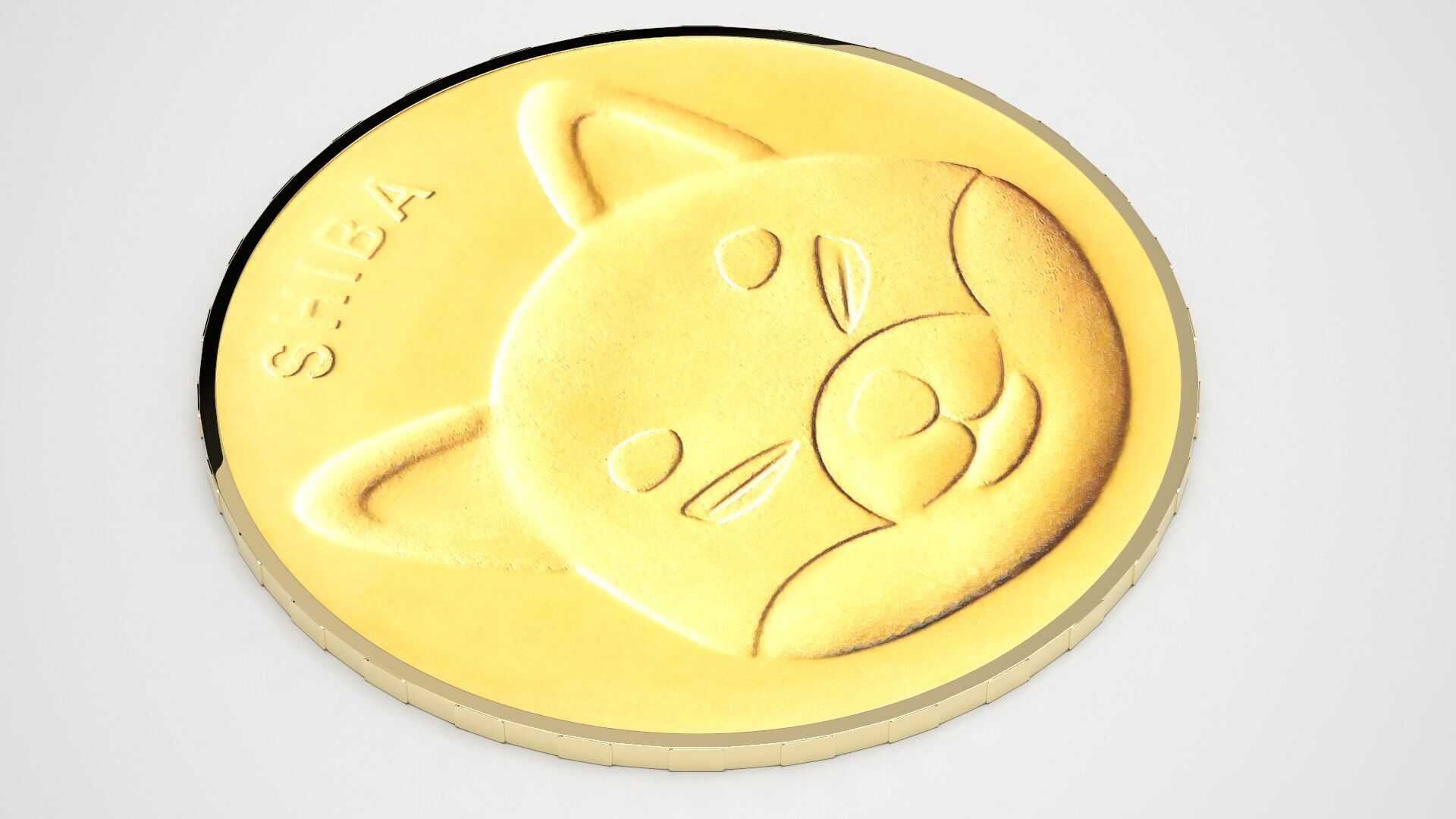 Gold Shiba Coin 3D model_1