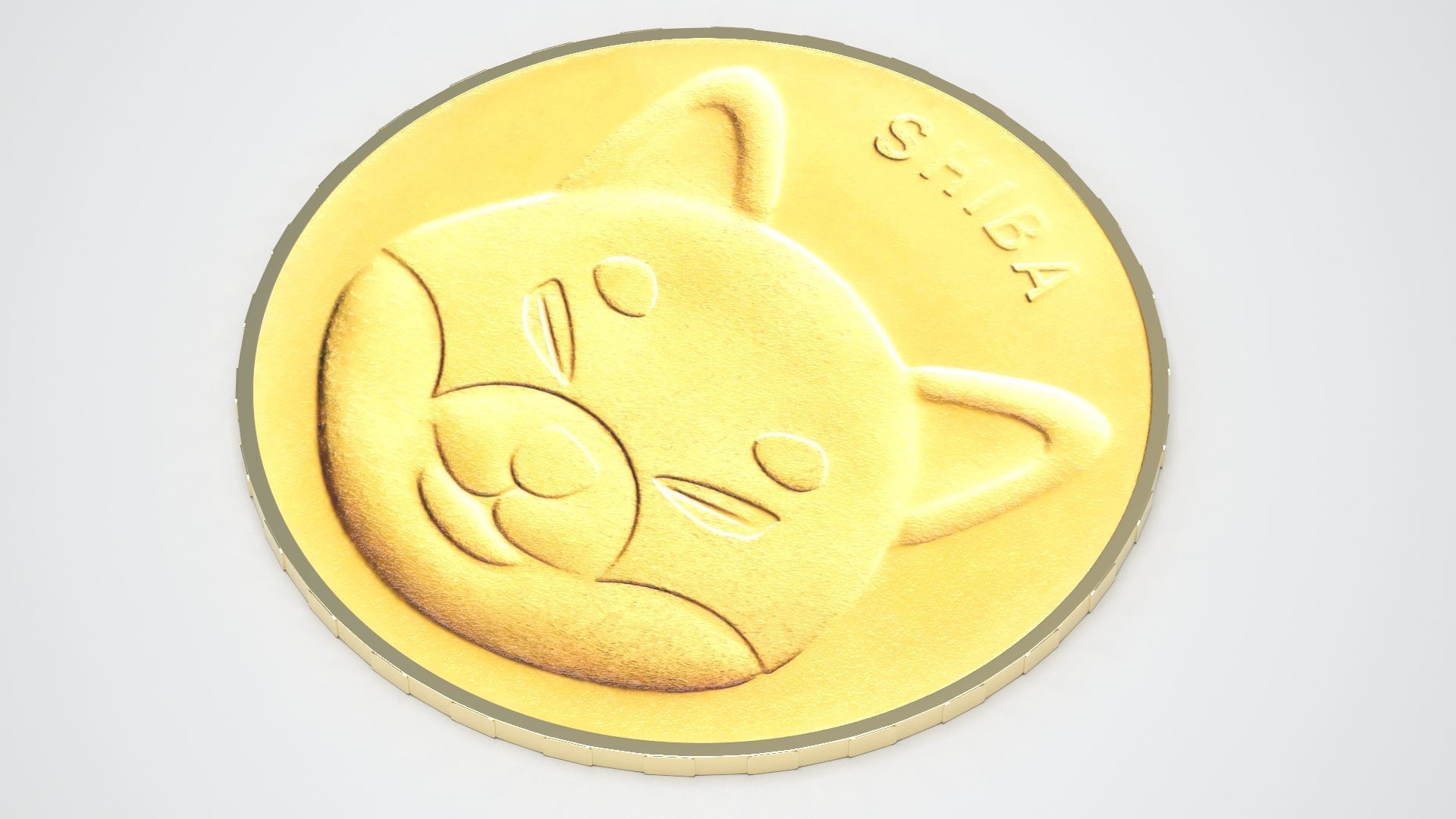 Gold Shiba Coin 3D model_4