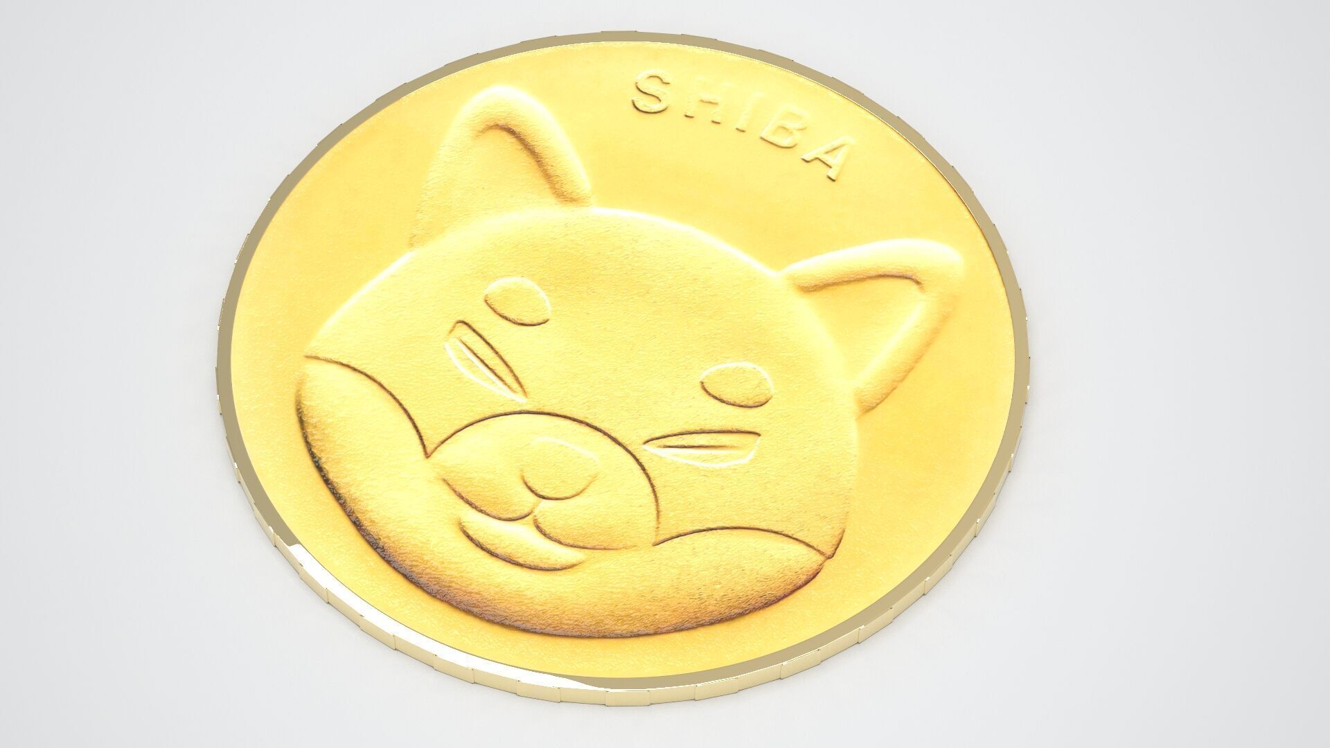 Gold Shiba Coin 3D model_2