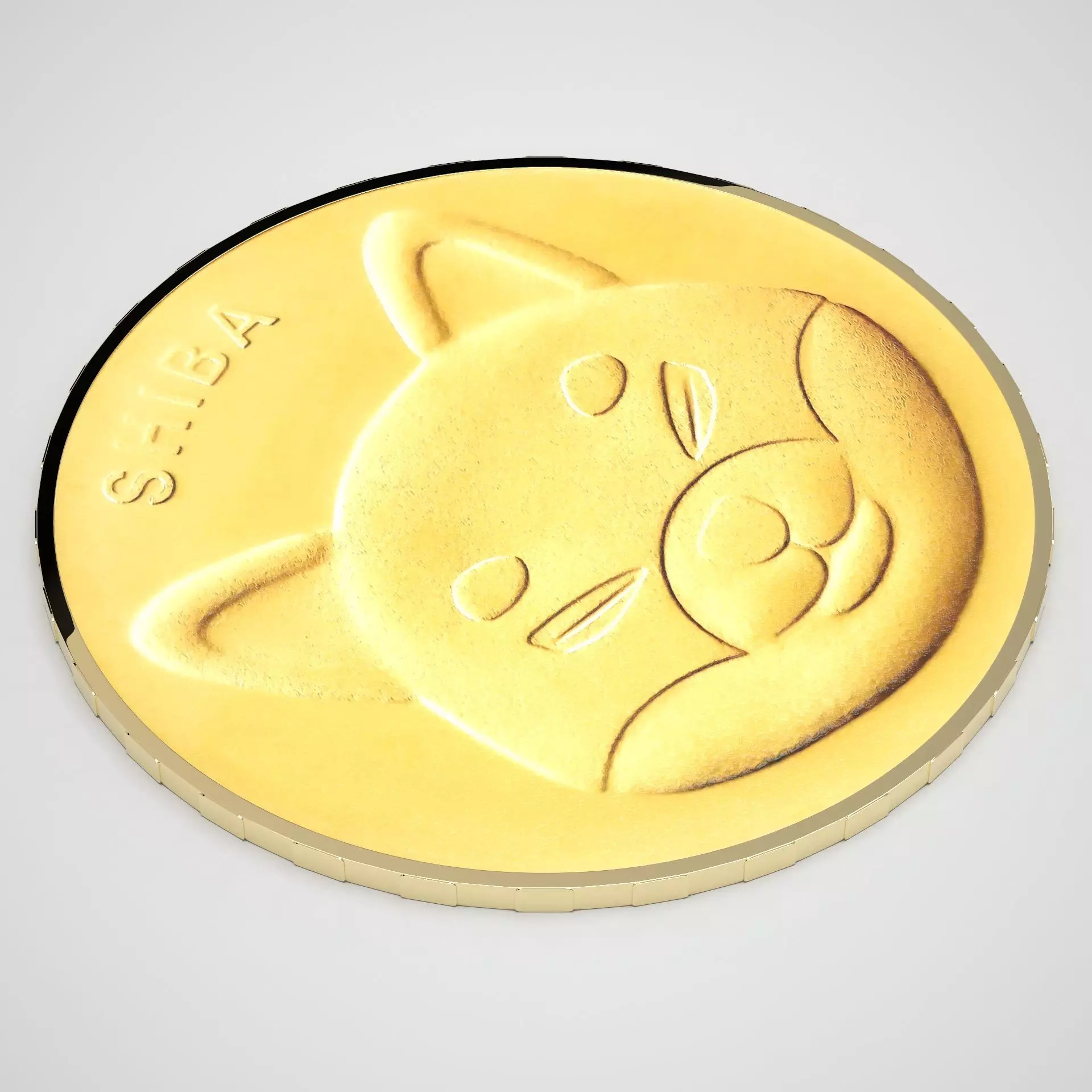 Gold Shiba Coin 3D model_0
