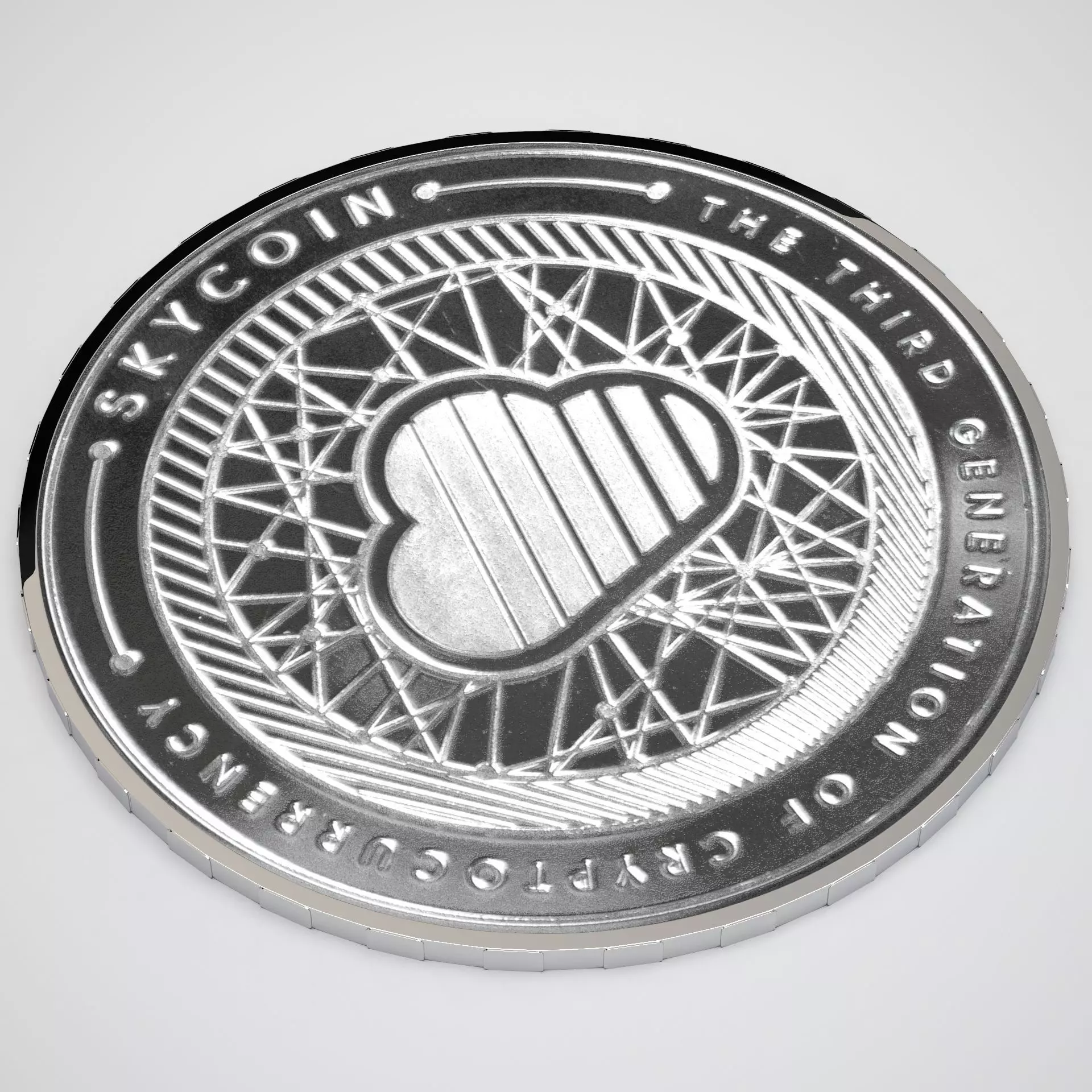 Silver Skycoin 3D model_0