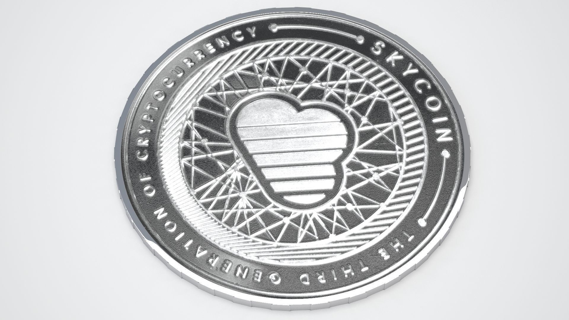 Silver Skycoin 3D model_4