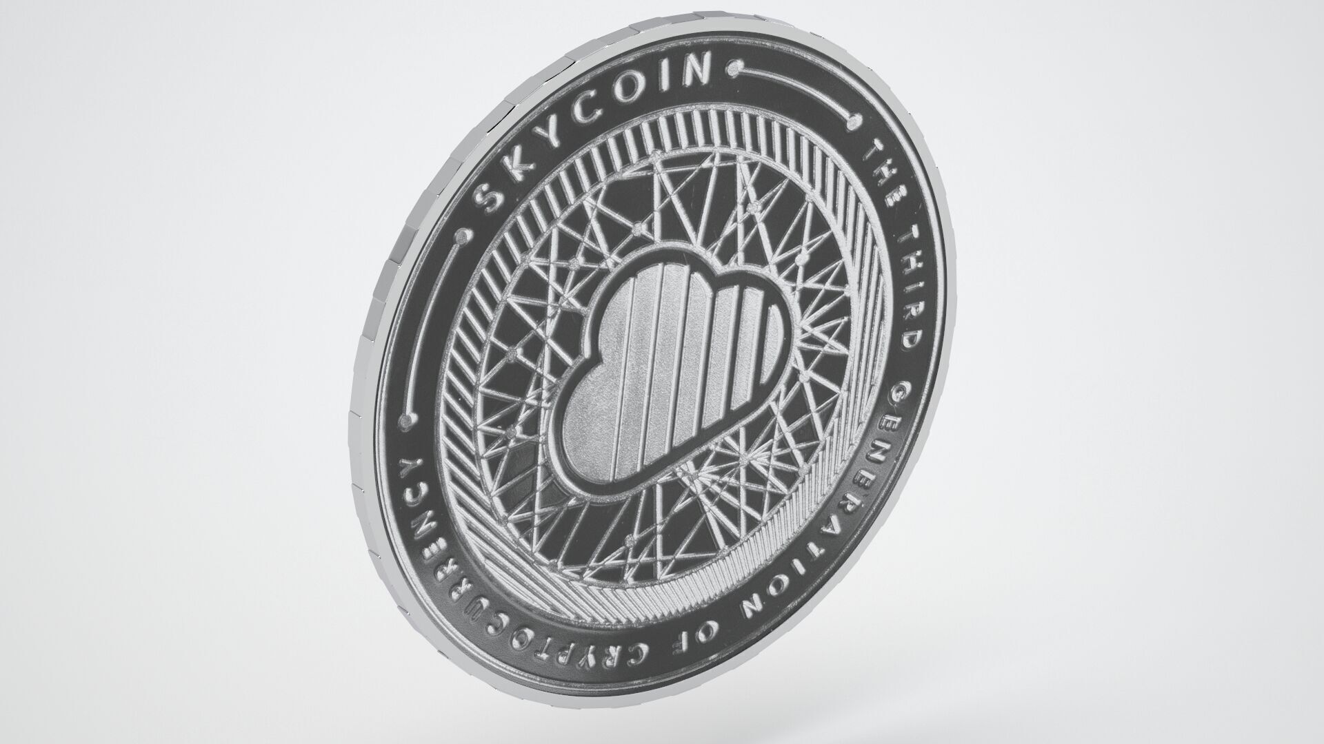 Silver Skycoin 3D model_6
