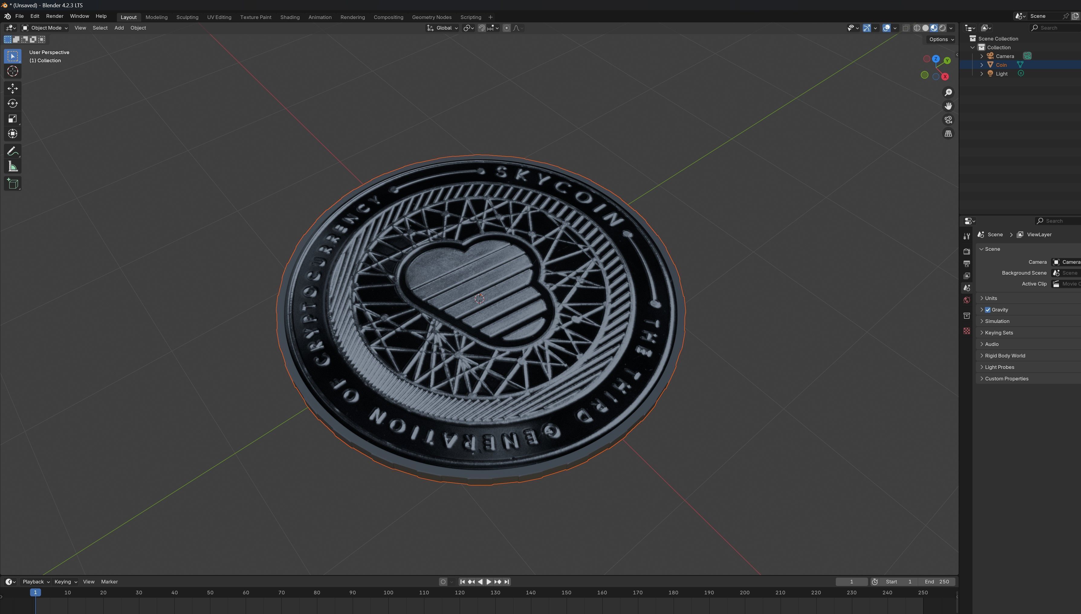 Silver Skycoin 3D model_7
