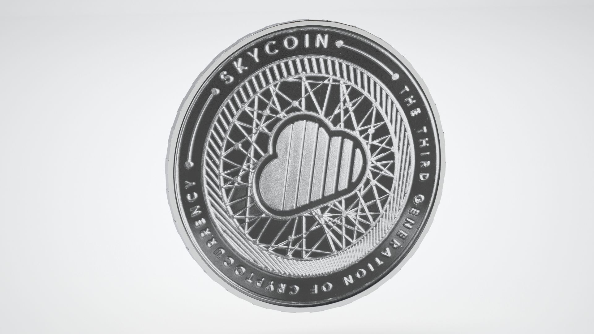 Silver Skycoin 3D model_5