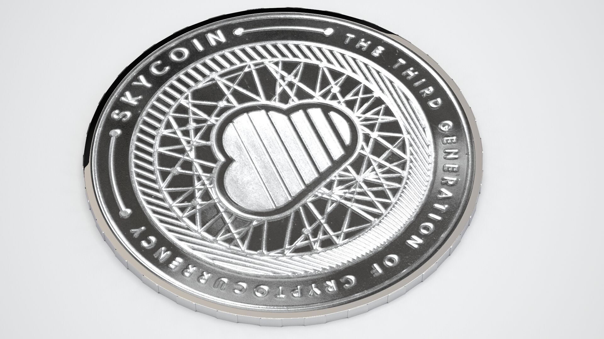 Silver Skycoin 3D model_1